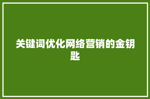 关键词优化网络营销的金钥匙