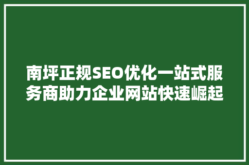 南坪正规SEO优化一站式服务商助力企业网站快速崛起
