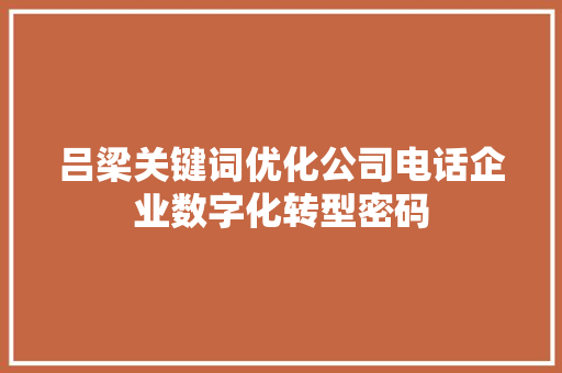 吕梁关键词优化公司电话企业数字化转型密码