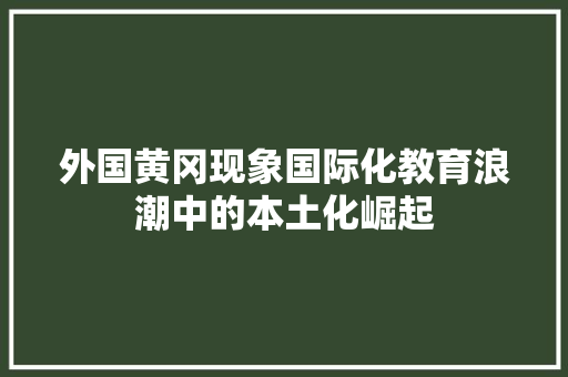 外国黄冈现象国际化教育浪潮中的本土化崛起