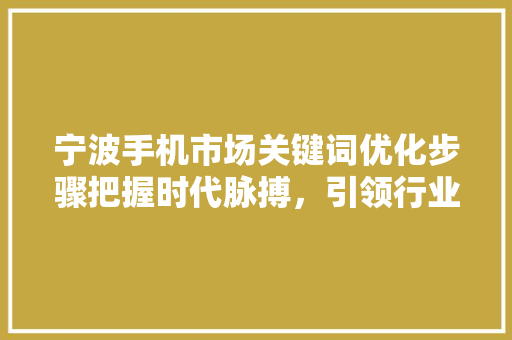 宁波手机市场关键词优化步骤把握时代脉搏，引领行业潮流
