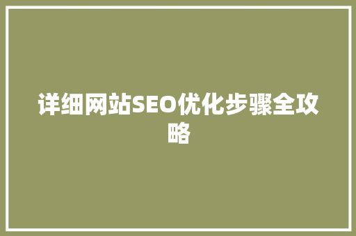 详细网站SEO优化步骤全攻略