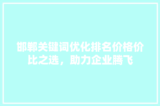 邯郸关键词优化排名价格价比之选，助力企业腾飞