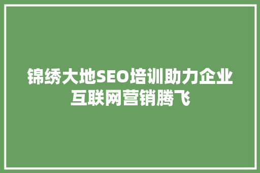 锦绣大地SEO培训助力企业互联网营销腾飞