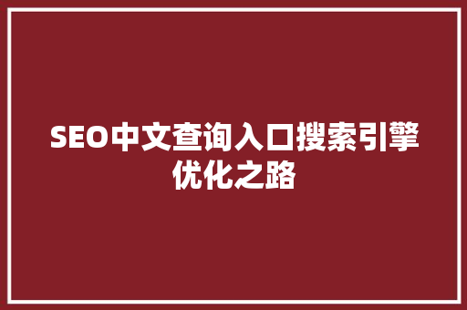 SEO中文查询入口搜索引擎优化之路