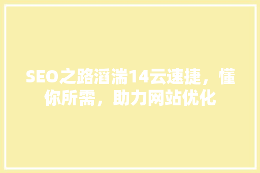 SEO之路滔湍14云速捷，懂你所需，助力网站优化