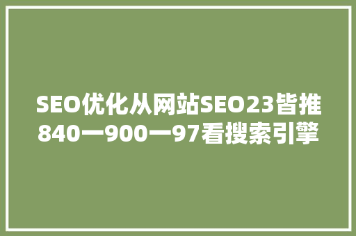 SEO优化从网站SEO23皆推840一900一97看搜索引擎优化步骤