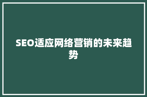 SEO适应网络营销的未来趋势