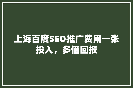 上海百度SEO推广费用一张投入，多倍回报