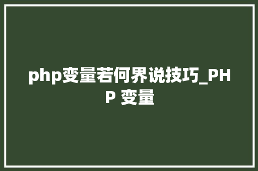 php变量若何界说技巧_PHP 变量