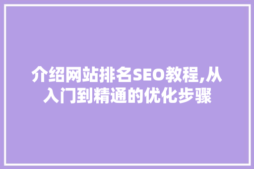 介绍网站排名SEO教程,从入门到精通的优化步骤
