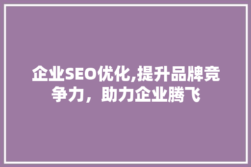 企业SEO优化,提升品牌竞争力，助力企业腾飞