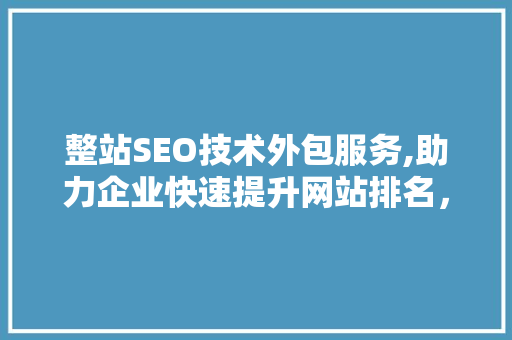 整站SEO技术外包服务,助力企业快速提升网站排名，抢占市场先机