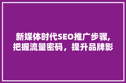 新媒体时代SEO推广步骤,把握流量密码，提升品牌影响力