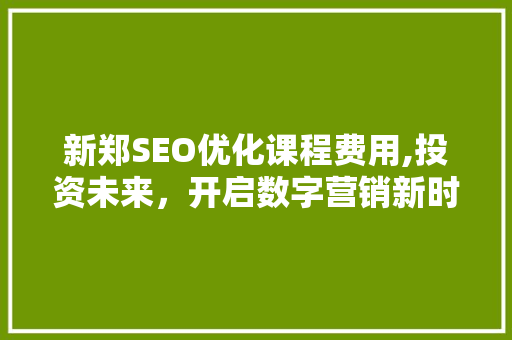 新郑SEO优化课程费用,投资未来，开启数字营销新时代