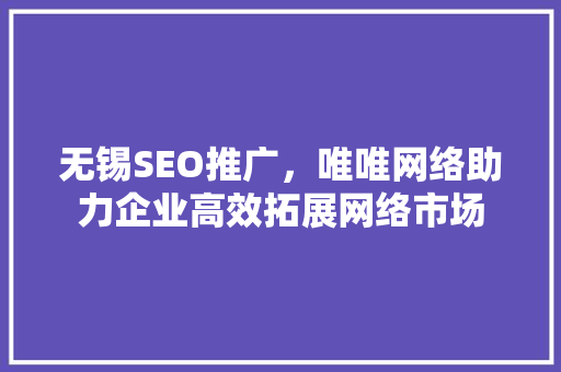无锡SEO推广，唯唯网络助力企业高效拓展网络市场