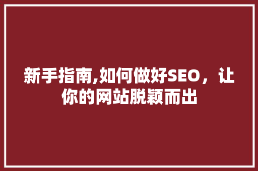 新手指南,如何做好SEO，让你的网站脱颖而出