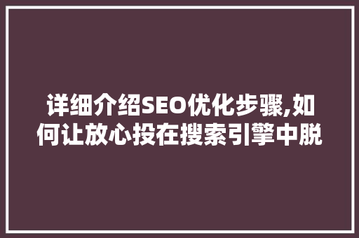 详细介绍SEO优化步骤,如何让放心投在搜索引擎中脱颖而出