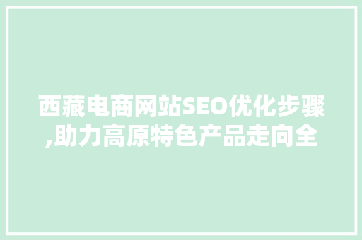 西藏电商网站SEO优化步骤,助力高原特色产品走向全国