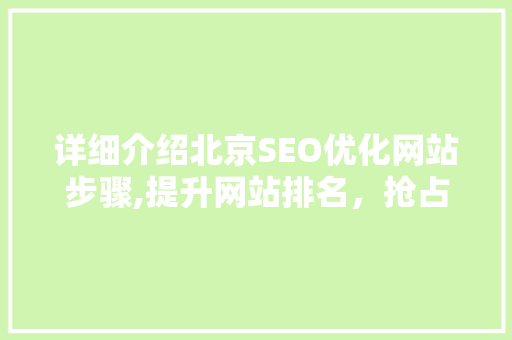 详细介绍北京SEO优化网站步骤,提升网站排名，抢占市场先机