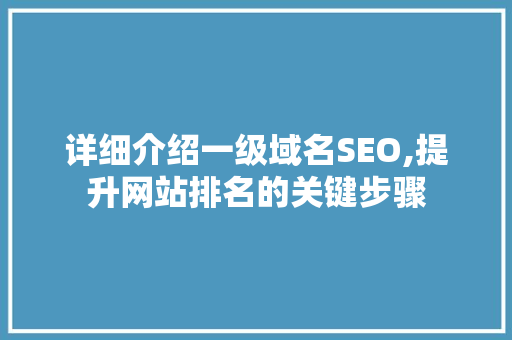 详细介绍一级域名SEO,提升网站排名的关键步骤