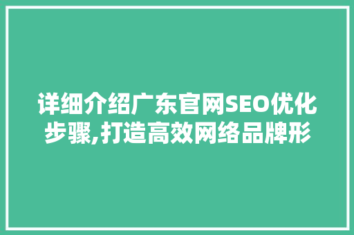 详细介绍广东官网SEO优化步骤,打造高效网络品牌形象