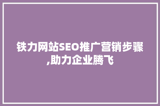 铁力网站SEO推广营销步骤,助力企业腾飞