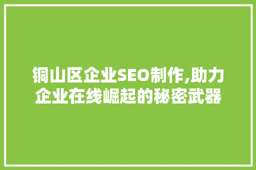 铜山区企业SEO制作,助力企业在线崛起的秘密武器