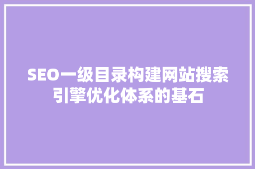 SEO一级目录构建网站搜索引擎优化体系的基石
