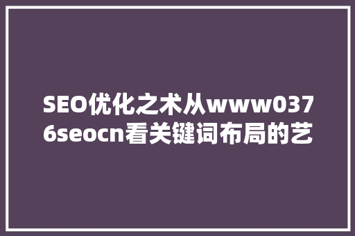 SEO优化之术从www0376seocn看关键词布局的艺术
