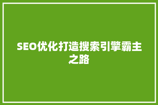 SEO优化打造搜索引擎霸主之路