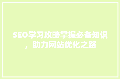 SEO学习攻略掌握必备知识，助力网站优化之路
