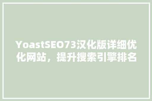 YoastSEO73汉化版详细优化网站，提升搜索引擎排名