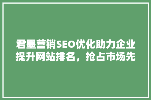 君墨营销SEO优化助力企业提升网站排名，抢占市场先机