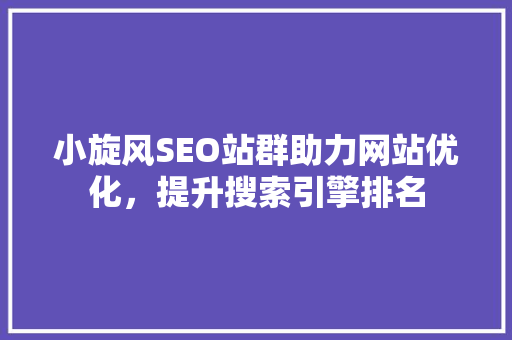 小旋风SEO站群助力网站优化，提升搜索引擎排名