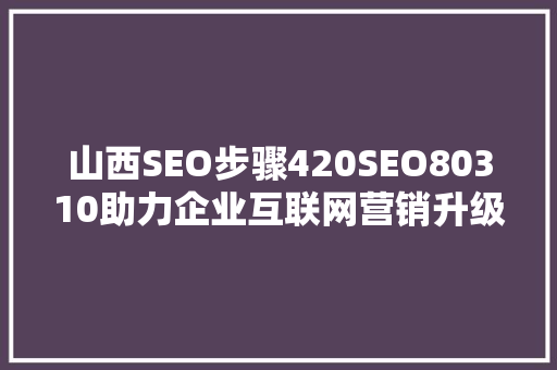 山西SEO步骤420SEO80310助力企业互联网营销升级