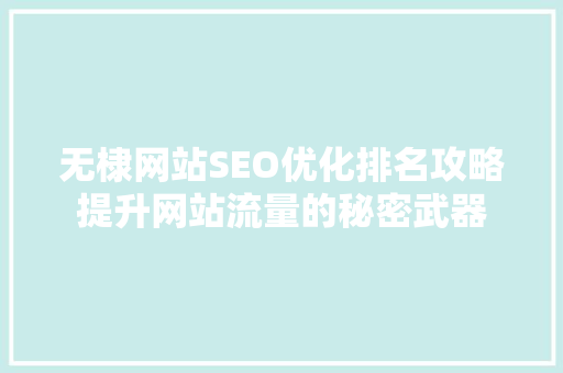 无棣网站SEO优化排名攻略提升网站流量的秘密武器