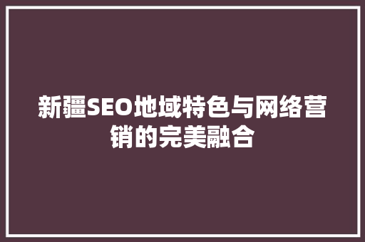 新疆SEO地域特色与网络营销的完美融合