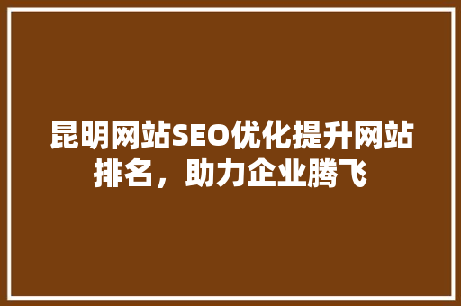 昆明网站SEO优化提升网站排名，助力企业腾飞