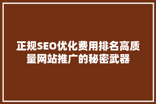 正规SEO优化费用排名高质量网站推广的秘密武器
