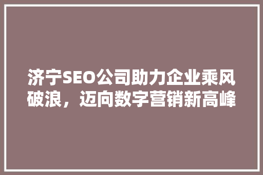 济宁SEO公司助力企业乘风破浪，迈向数字营销新高峰,以火星为例
