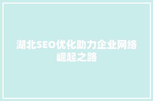 湖北SEO优化助力企业网络崛起之路