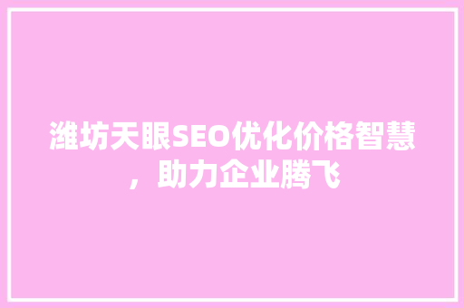 潍坊天眼SEO优化价格智慧，助力企业腾飞