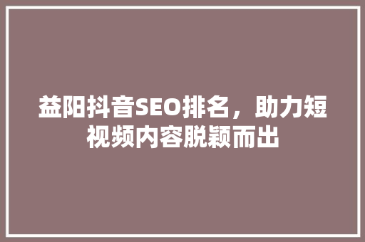 益阳抖音SEO排名，助力短视频内容脱颖而出