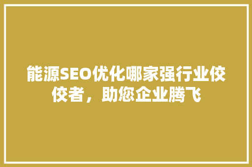 能源SEO优化哪家强行业佼佼者，助您企业腾飞