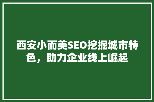 西安小而美SEO挖掘城市特色，助力企业线上崛起