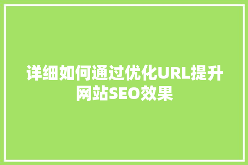 详细如何通过优化URL提升网站SEO效果