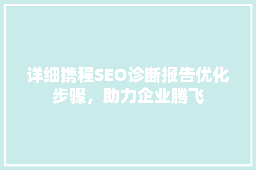 详细携程SEO诊断报告优化步骤，助力企业腾飞