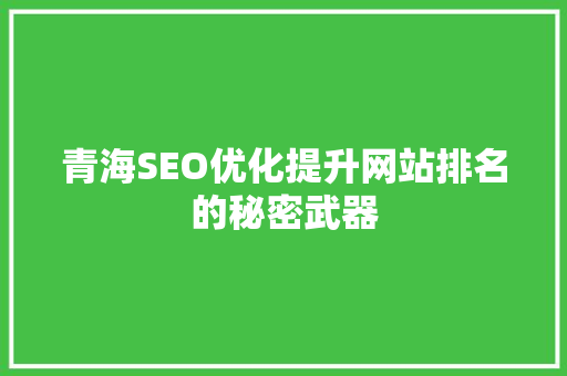 青海SEO优化提升网站排名的秘密武器