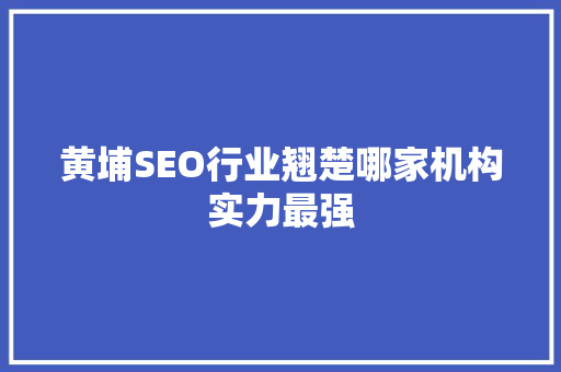 黄埔SEO行业翘楚哪家机构实力最强